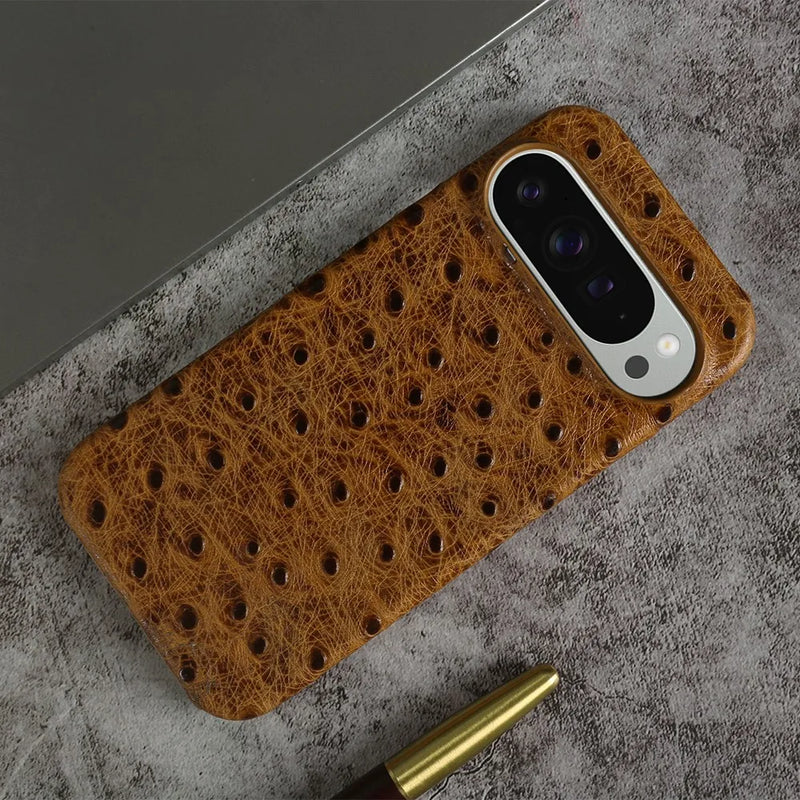 Ostrich Genuine Leather Google Pixel Case