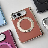 Plated Leather iPhone Duo Case with Ring