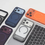 Matte Hard Silicone MagSafe iPhone Case with Stand Bracket