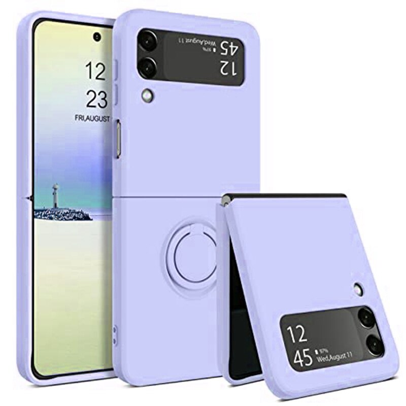 Samsung Galaxy Z Flip 5 Shockproof Silicone Case With Ring-Exoticase-For Samsung Z Flip 4-Light purple-Exoticase