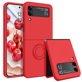 Samsung Galaxy Z Flip 5 Shockproof Silicone Case With Ring-Exoticase-For Samsung Z Flip 4-Red-Exoticase