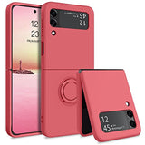 Samsung Galaxy Z Flip 5 Shockproof Silicone Case With Ring-Exoticase-For Samsung Z Flip 4-Rose Red-