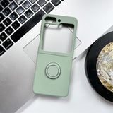 Samsung Galaxy Z Flip 5 Shockproof Silicone Case With Ring-Exoticase-For Samsung Z Flip 5-Bean Green-