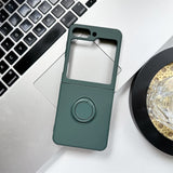 Samsung Galaxy Z Flip 5 Shockproof Silicone Case With Ring-Exoticase-For Samsung Z Flip 5-Dark Green-