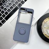 Samsung Galaxy Z Flip 5 Shockproof Silicone Case With Ring-Exoticase-For Samsung Z Flip 5-Gray Blue-