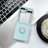 Samsung Galaxy Z Flip 5 Shockproof Silicone Case With Ring-Exoticase-For Samsung Z Flip 5-Light cyan-