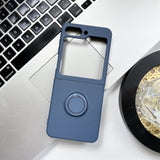 Samsung Galaxy Z Flip 5 Shockproof Silicone Case With Ring-Exoticase-For Samsung Z Flip 5-Navy Blue-