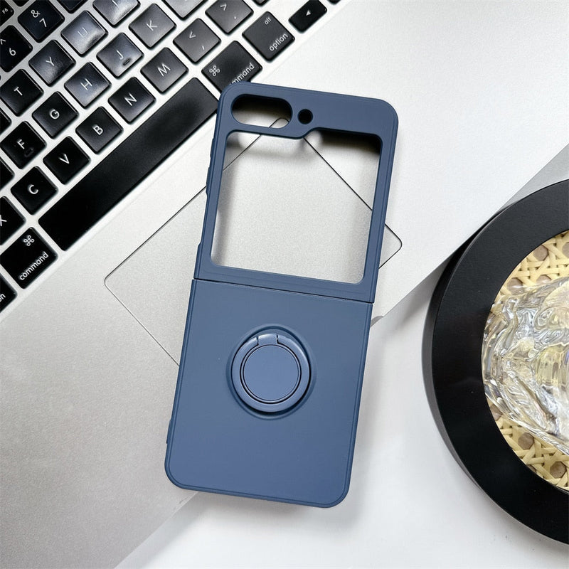 Samsung Galaxy Z Flip 5 Shockproof Silicone Case With Ring-Exoticase-For Samsung Z Flip 5-Navy Blue-