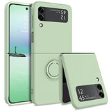 Samsung Galaxy Z Flip 5 Shockproof Silicone Case With Ring-Exoticase-For Samsung Z Flip 4-Bean Green-