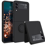 Samsung Galaxy Z Flip 5 Shockproof Silicone Case With Ring-Exoticase-For Samsung Z Flip 4-Black-