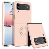 Samsung Galaxy Z Flip 5 Shockproof Silicone Case With Ring-Exoticase-For Samsung Z Flip 4-Pink-