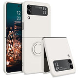 Samsung Galaxy Z Flip 5 Shockproof Silicone Case With Ring-Exoticase-For Samsung Z Flip 4-White-