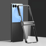Samsung Z Flip Plated Sides Transparent Back Case-Exoticase-Black with hinge-for Z Flip 8-Exoticase