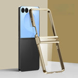 Samsung Z Flip Plated Sides Transparent Back Case-Exoticase-Gold with hinge-for Z Flip 8-Exoticase