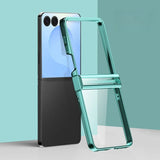 Samsung Z Flip Plated Sides Transparent Back Case-Exoticase-Green with hinge-for Z Flip 8-Exoticase