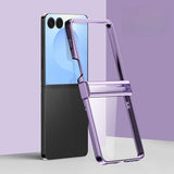 Samsung Z Flip Plated Sides Transparent Back Case-Exoticase-Purple with hinge-for Z Flip 8-Exoticase