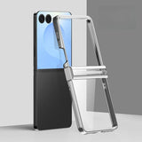 Samsung Z Flip Plated Sides Transparent Back Case-Exoticase-Silver with hinge-for Z Flip 8-Exoticase