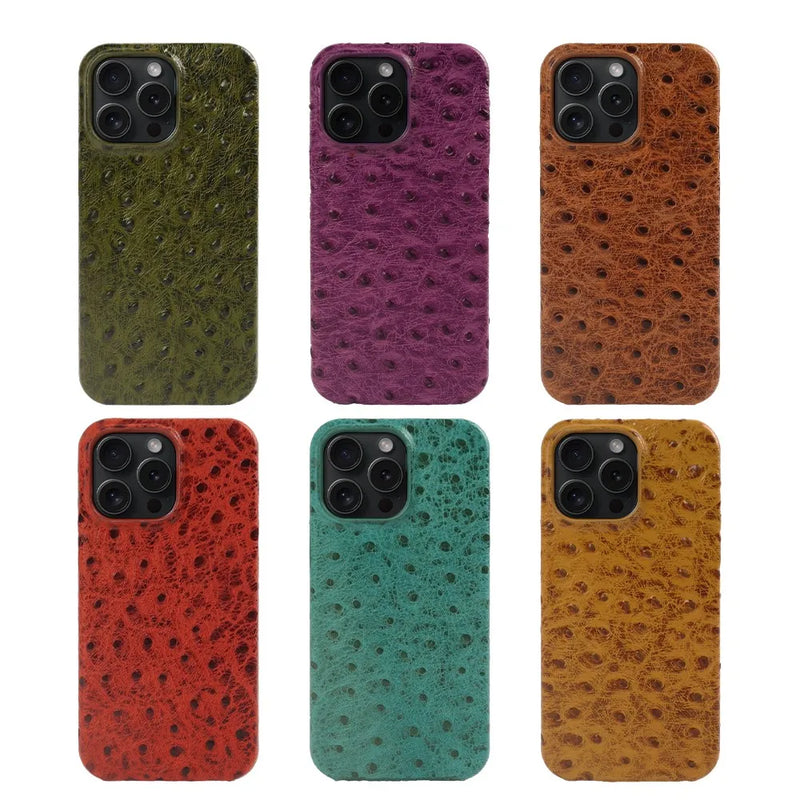Ostrich Genuine Leather iPhone Case