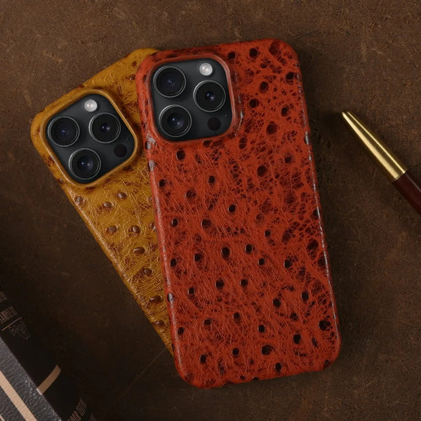Ostrich Genuine Leather iPhone Case