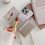 Floral Wallet iPhone Case with Lanyard