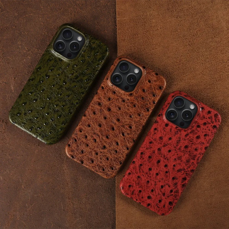 Ostrich Genuine Leather iPhone Case