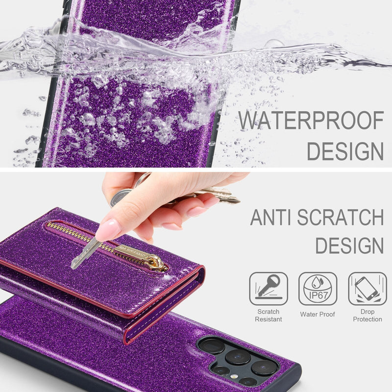 Shiny Glitter Detachable Magnetic Wallet Samsung Case-Exoticase-