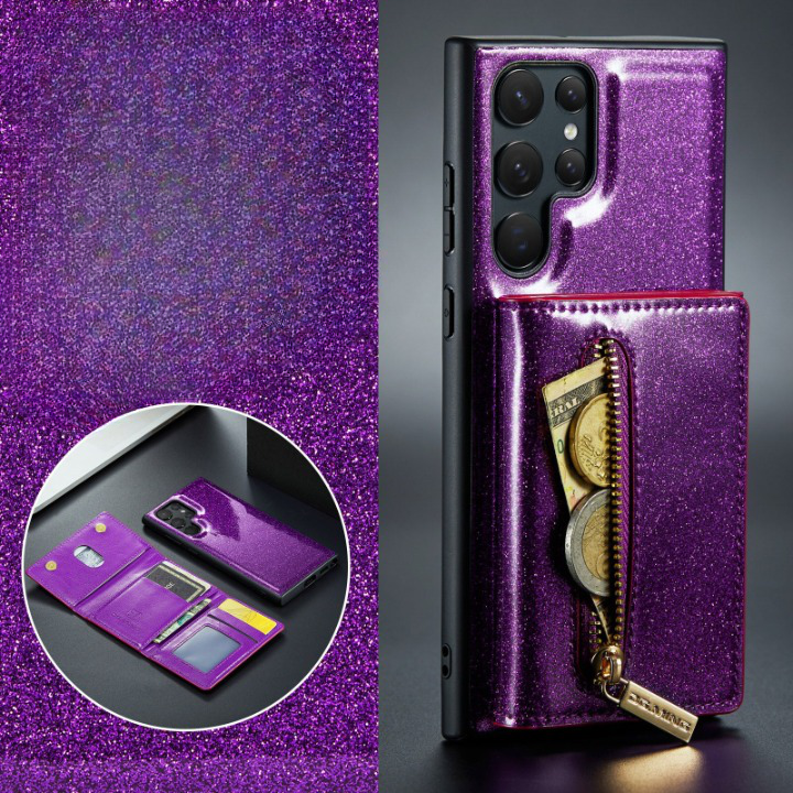 Shiny Glitter Detachable Magnetic Wallet Samsung Case-Exoticase-