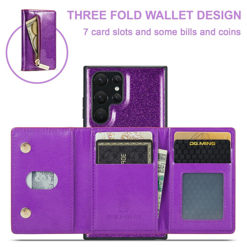 Shiny Glitter Detachable Magnetic Wallet Samsung Case-Exoticase-