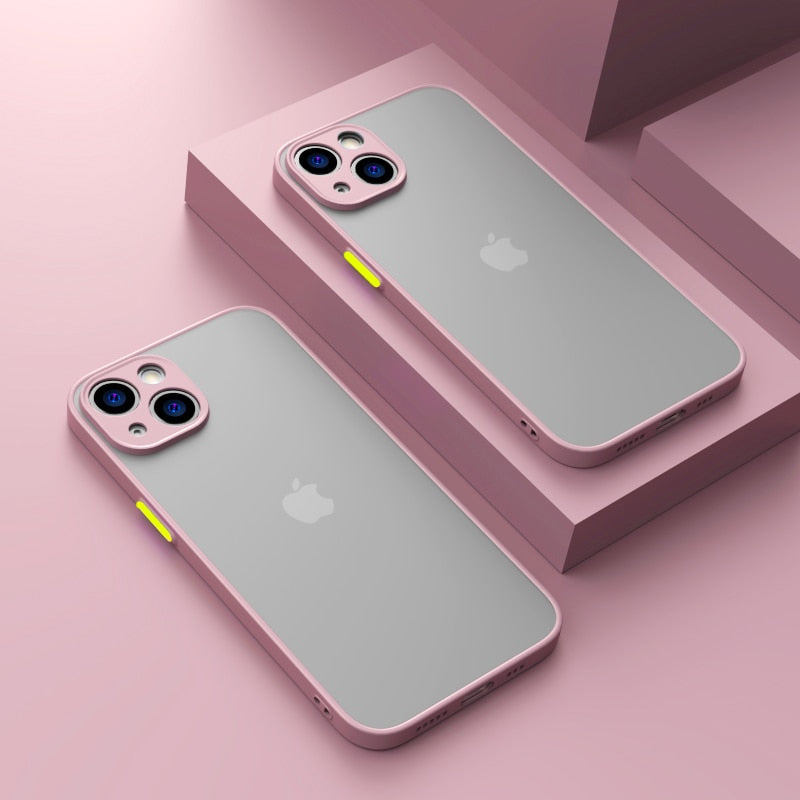 Shockproof Matte Apple iPhone Case, For iPhone 15 / Pink