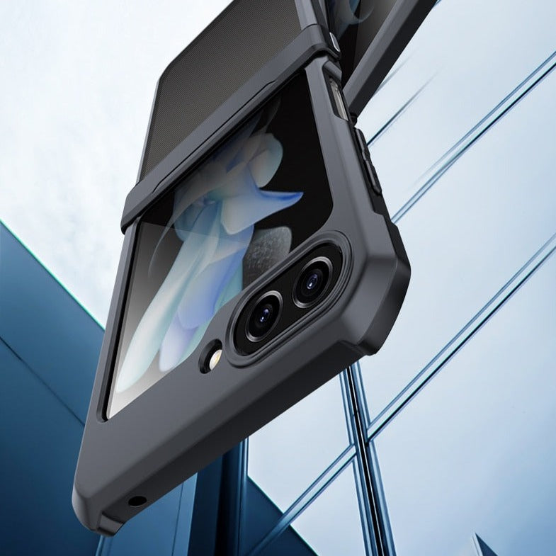 Shockproof Shell With Tempered Glass Samsung Galaxy Z Flip Case-Exoticase-