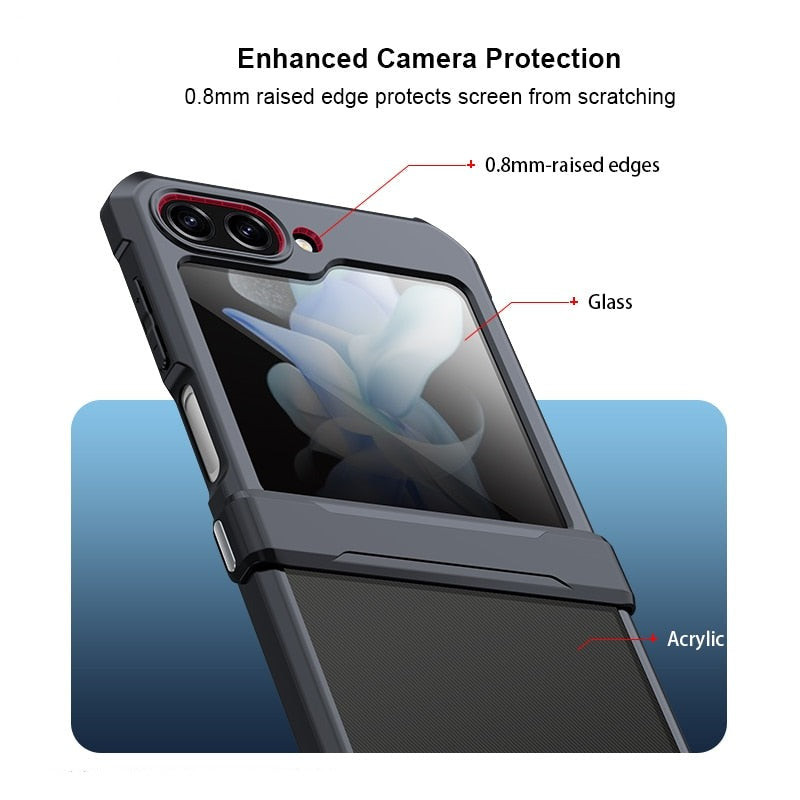 Shockproof Shell With Tempered Glass Samsung Galaxy Z Flip Case-Exoticase-