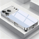 Silver Camera Island Plated Sides Glass iPhone Case-Exoticase-Blue-iPhone 17 Pro Max-Exoticase