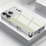 Silver Camera Island Plated Sides Glass iPhone Case-Exoticase-Green-iPhone 17 Pro Max-Exoticase