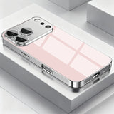 Silver Camera Island Plated Sides Glass iPhone Case-Exoticase-Pink-iPhone 17 Pro Max-Exoticase