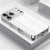 Silver Camera Island Plated Sides Glass iPhone Case-Exoticase-White-iPhone 17 Pro Max-Exoticase