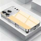 Silver Camera Island Plated Sides Glass iPhone Case-Exoticase-Yellow-iPhone 17 Pro Max-Exoticase