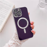 Silver Plated MagSafe Ring iPhone Case-Exoticase-For iPhone 14 Pro Max-Dark Purple-