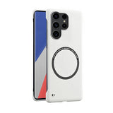 Slim Frameless Magnetic Ring Samsung Case-Exoticase-For Galaxy S23 Ultra-White-