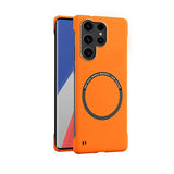 Slim Frameless Magnetic Ring Samsung Case-Exoticase-For Galaxy S23 Ultra-Orange-