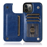 Slim & Lightweight Leather iPhone Case with Wallet-Exoticase-iPhone 15 Pro Max-Blue-