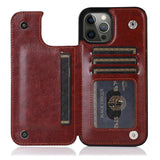 Slim & Lightweight Leather iPhone Case with Wallet-Exoticase-iPhone 15 Pro Max-Brown-