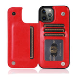 Slim & Lightweight Leather iPhone Case with Wallet-Exoticase-iPhone 15 Pro Max-Red-
