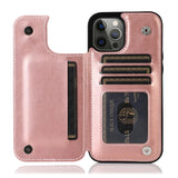 Slim & Lightweight Leather iPhone Case with Wallet-Exoticase-iPhone 15 Pro Max-Rose gold-