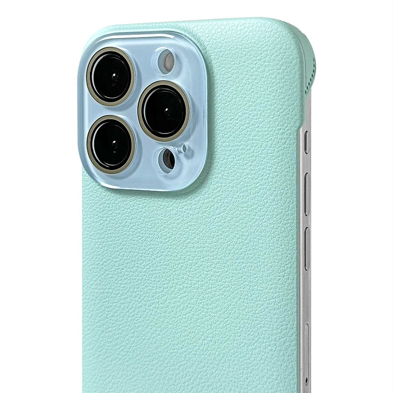 Slimline Sleek Leather iPhone Case with Glass Camera Shield-Exoticase-For iPhone 16 Pro Max-Sky Blue-Exoticase