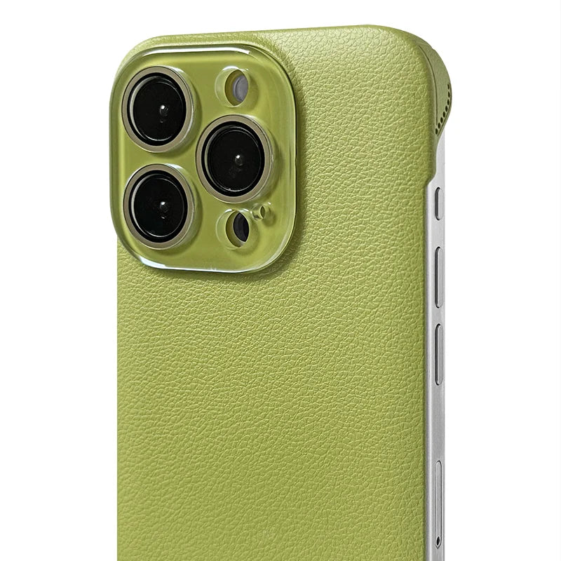 Slimline Sleek Leather iPhone Case with Glass Camera Shield-Exoticase-For iPhone 16 Pro Max-Green-Exoticase