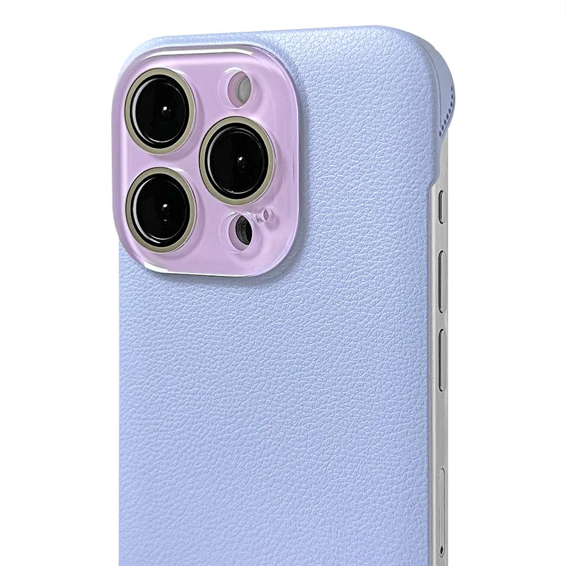 Slimline Sleek Leather iPhone Case with Glass Camera Shield-Exoticase-For iPhone 16 Pro Max-Lavender-Exoticase