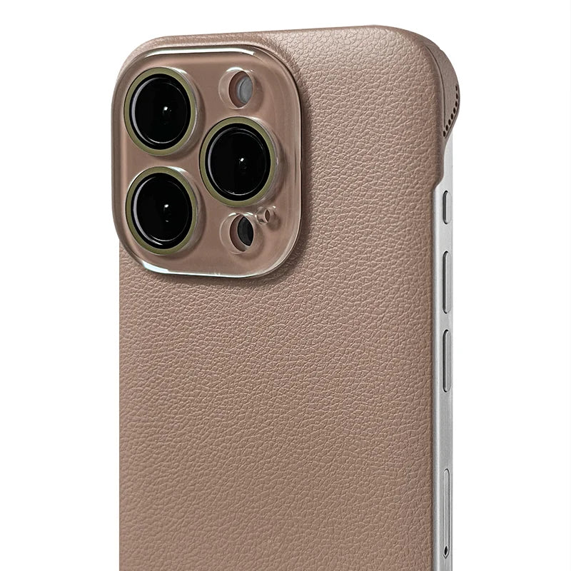 Slimline Sleek Leather iPhone Case with Glass Camera Shield-Exoticase-For iPhone 16 Pro Max-Brown-Exoticase
