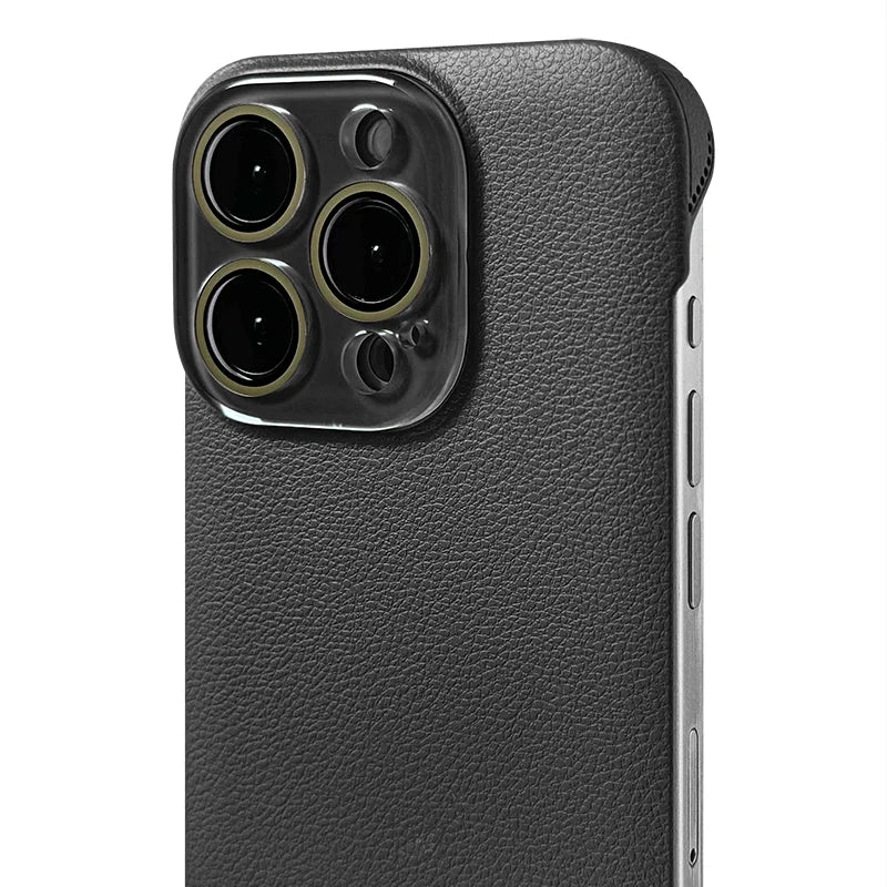 Slimline Sleek Leather iPhone Case with Glass Camera Shield-Exoticase-For iPhone 16 Pro Max-Black-Exoticase