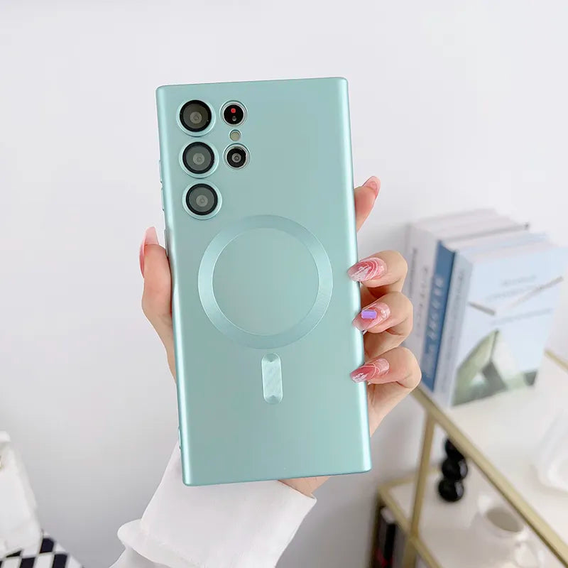 Soft Matte Silicone MagSafe compatible Samsung Case-Exoticase-For Samsung S23 Ultra-Peak Blue-