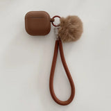 Soft Silicone AirPods Case with Furry Lanyard-Exoticase-Brown-For AirPods Pro 3-Exoticase